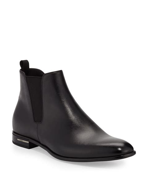 prada leather and neoprene chelsea boots|Prada saffiano leather Chelsea boot.